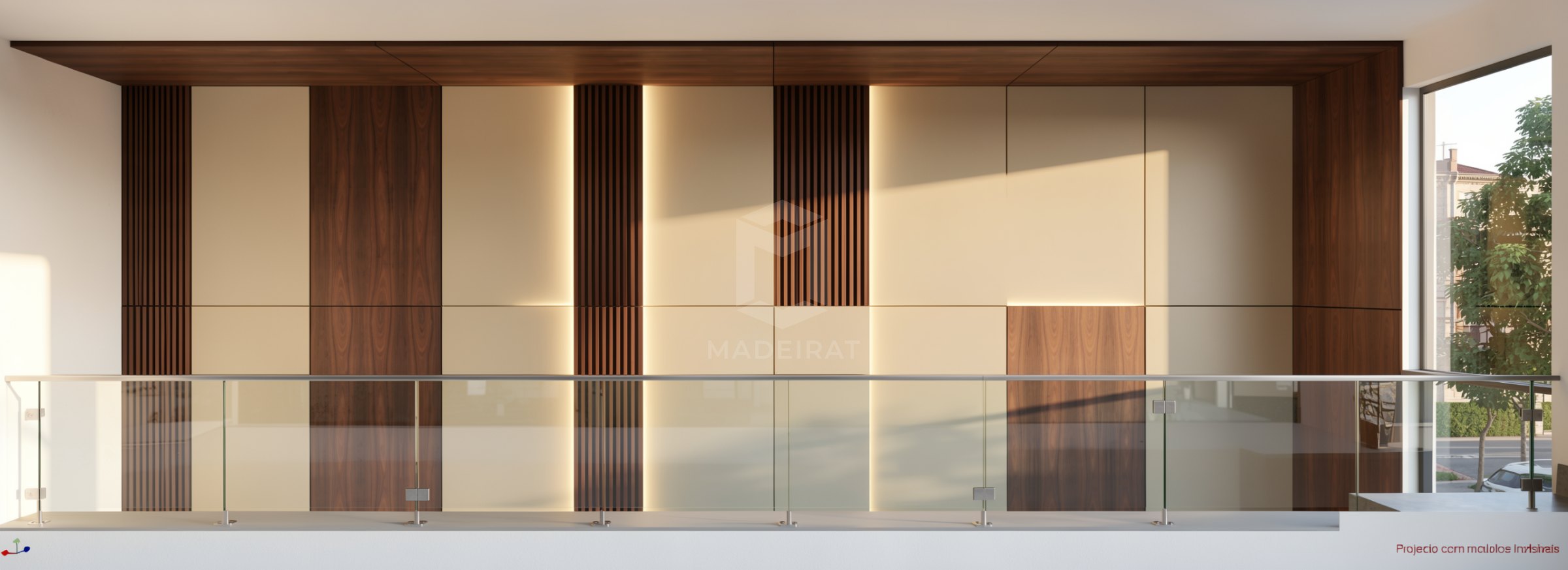 Sala com painel de TV e escada imagem 3